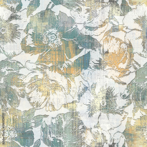 Foto Allover pattern abstract mix floral flowers design seamless creative effect different type  leaves in repeat for digital print trending fashion saree suit kurti parda chader rug all type fabric print