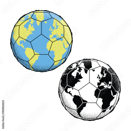 Football world mono and colorful illustrations