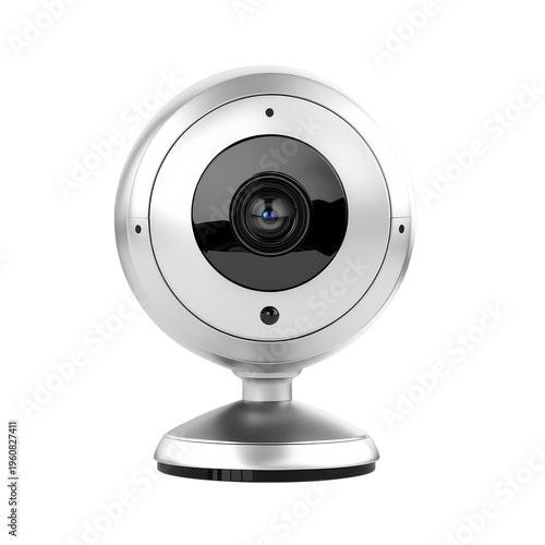 Web camera on a stand with a clear lens for video calls and streaming in a home office setup