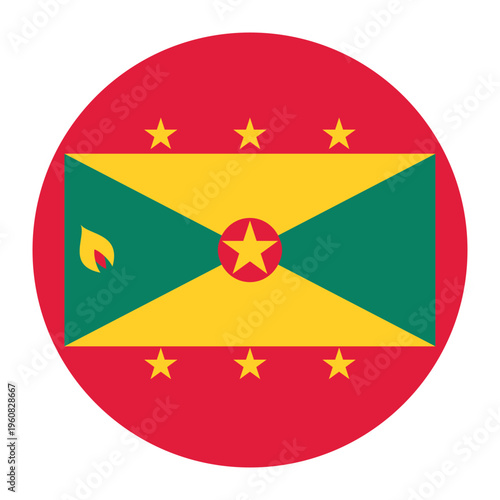 Free Download Circular vector illustration of the Grenada flag, isolated on white background. - GFXLoad