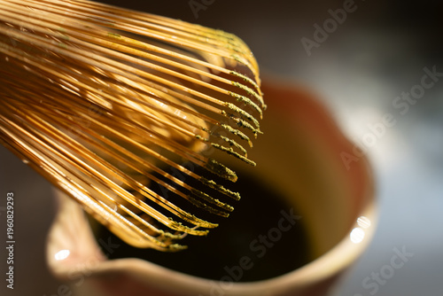 Bamboo matcha whisk chasen for preparing the tea