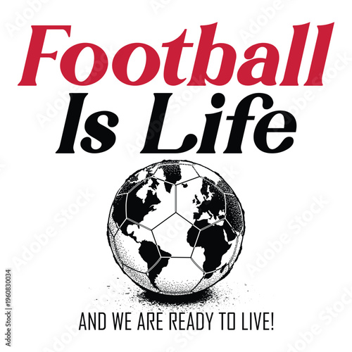 Football varsity slogan design with world illustration