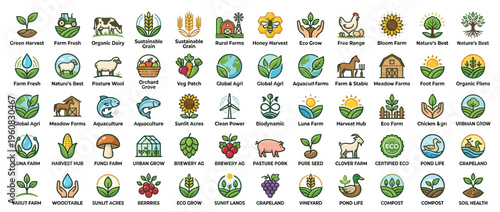Collection of eco friendly icons and symbols.