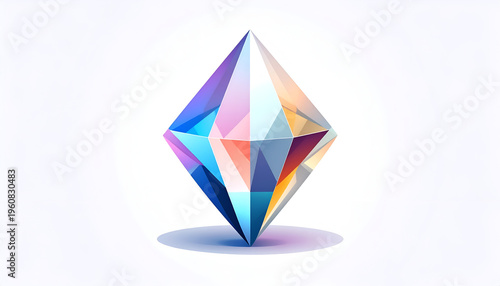 Free Download Geometric crystal shape illustration with colorful facets and digital painting style - GFXLoad