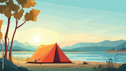 camping on the lake illustration