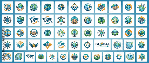 Collection of various eco friendly and nature inspired icons.