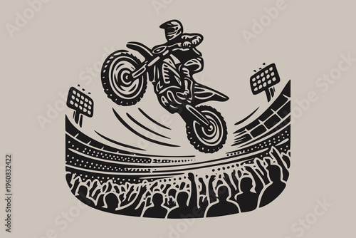 Motocross Stadium Jump Illustration