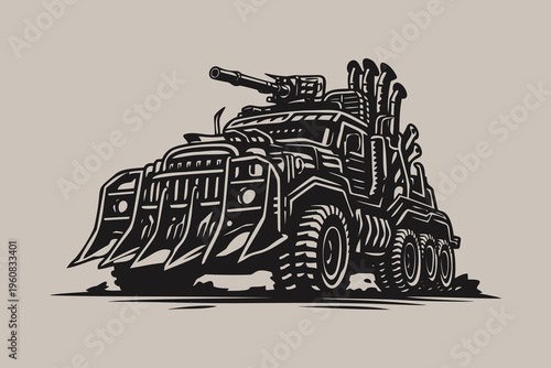 Post Apocalyptic Armored Combat Truck Illustration