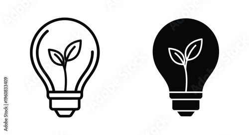 Eco friendly light bulb icon, green energy concept, sustainable power symbol, vector illustration