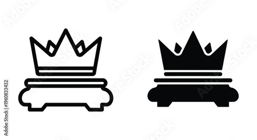 Crown on a pedestal icon, royal symbol, king or queen headwear, vector illustration