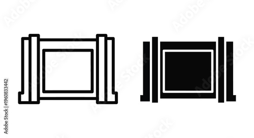 Vector icon of a rectangular frame or border with decorative side pillars, flat design style