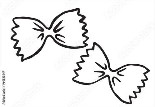 farfalle pasta. vector illustration in doodle style
