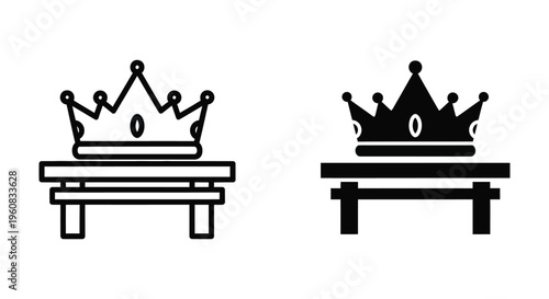 Crown on a table icon, royal symbol, vector illustration