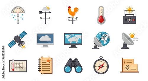 Weather forecast icons and symbols collection.