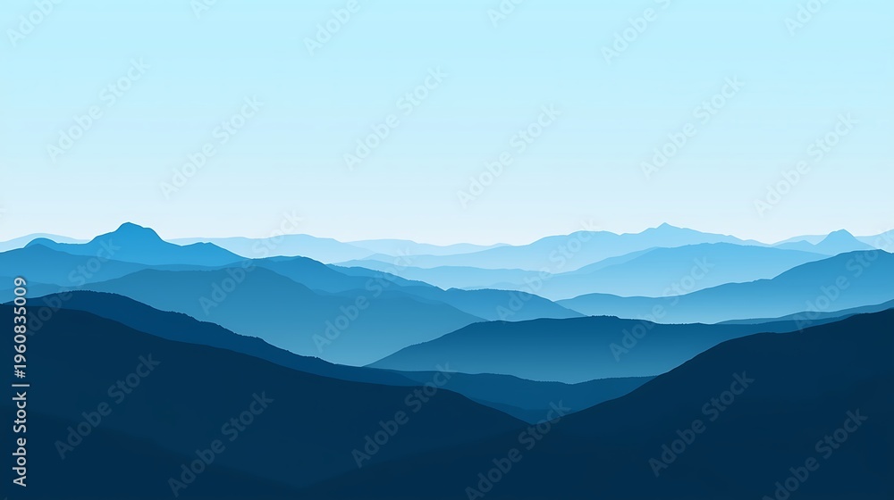 Obraz premium Serene blue mountain landscape with layered hills