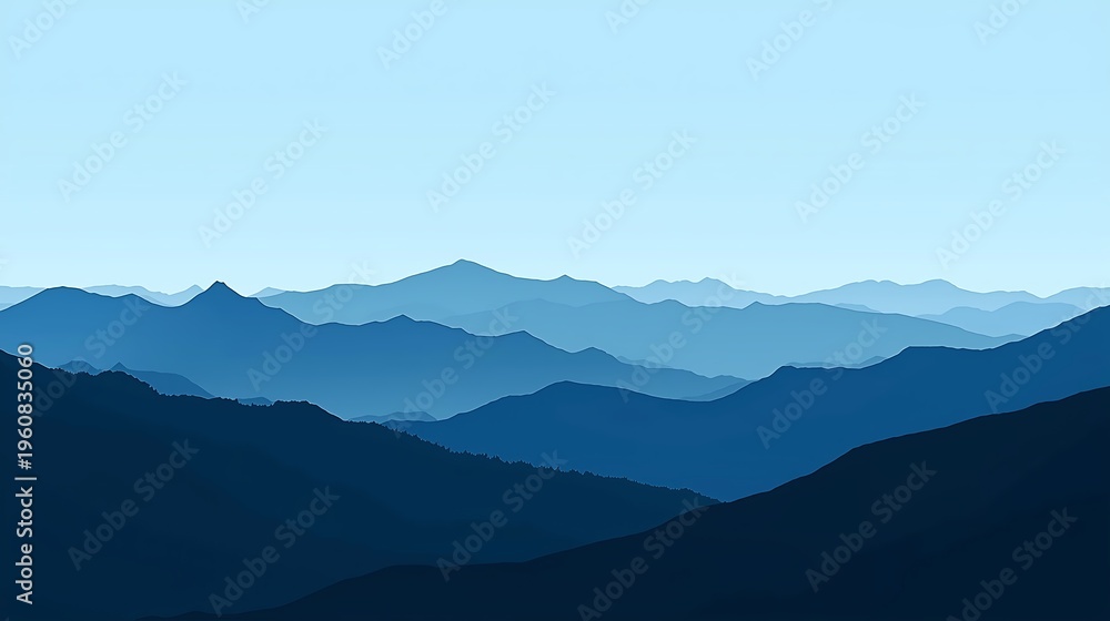 Obraz premium Majestic blue mountain range landscape with clear sky