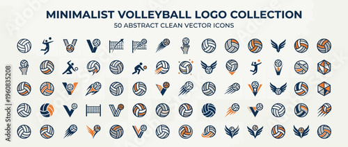 Minimalist volleyball logo icon collection.