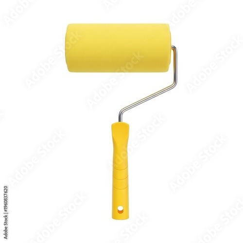 Bright yellow foam roller for painting and decorating projects