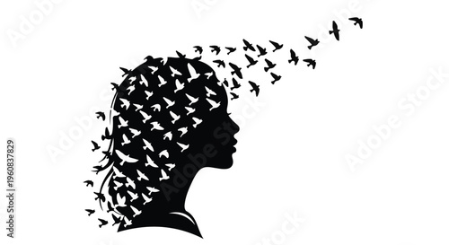 Silhouette of a woman in profile