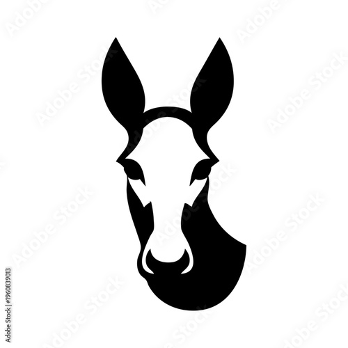 Logotipo con dibujo sencillo con silueta de la cabeza de un burro de frente 