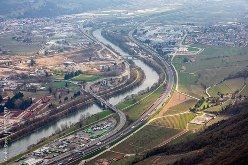 Quadro su tela View on Trento and Adige river from above