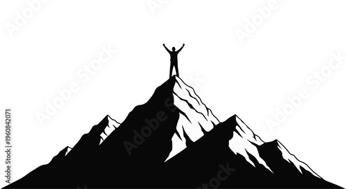 Silhouette of a man on a mountain vector illustration