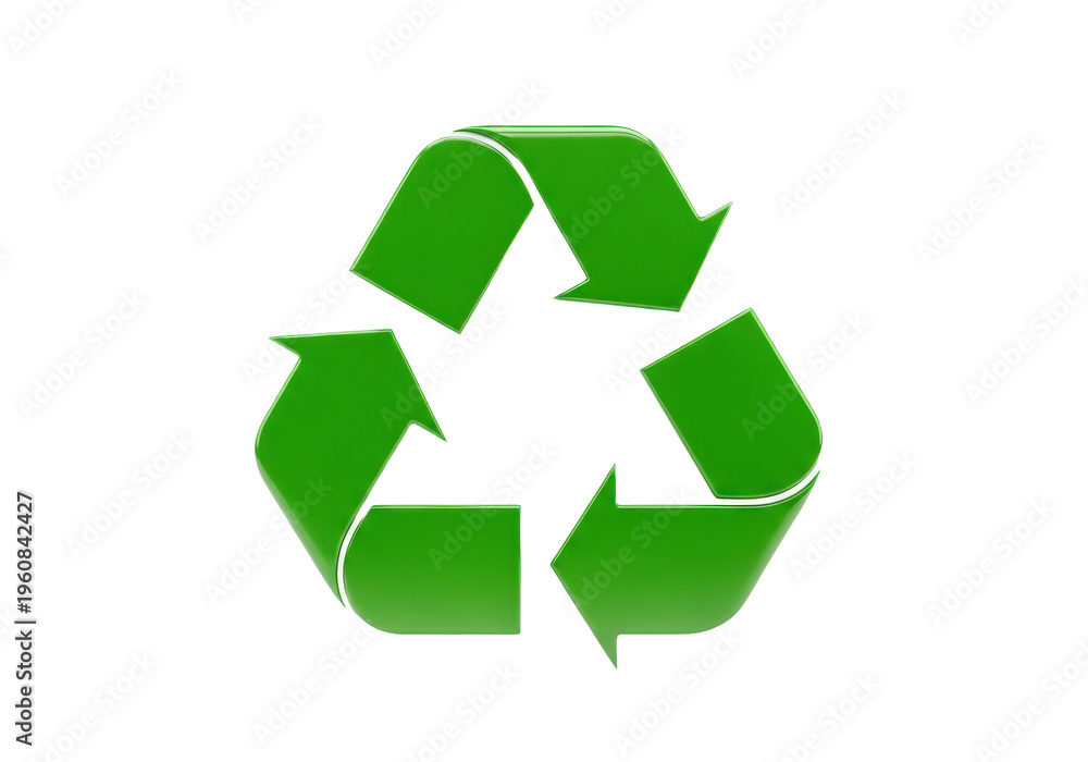 Fototapeta premium Green recycling symbol isolated on transparent background
