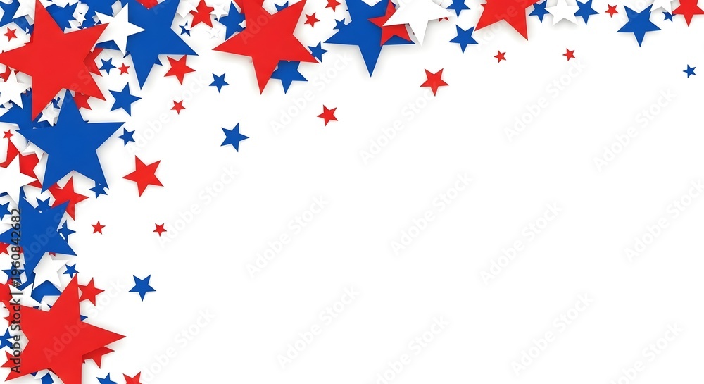 Fototapeta premium Memorial day tribute with patriotic red white and blue stars