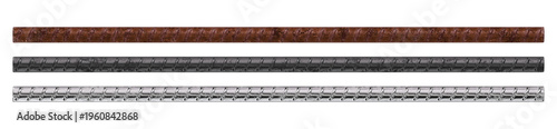 Foto Isolated Set of Rusty Matte and Shiny Steel Rebar Rods