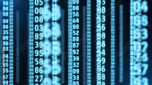 Digital Data Stream: Abstract Numbers Flowing on Screen