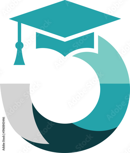 Graduation cap on letter O icon symbol education learning academic degree  graduation