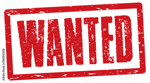 Wanted red rubber stamp isolated
