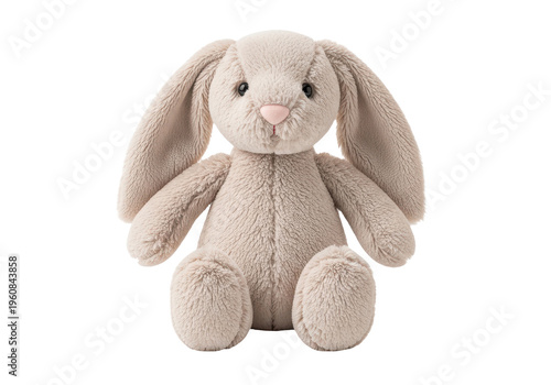 Cute plush bunny rabbit toy isolated on transparent background