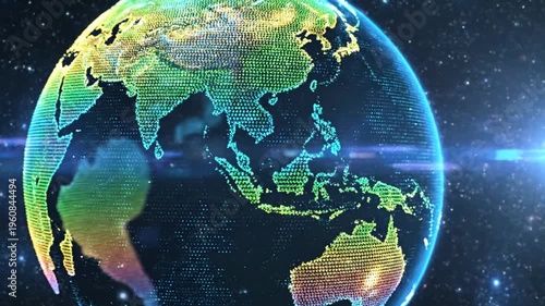 Digital Earth Globe in Space with Bright Light