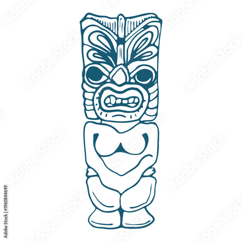 Hand drawn vector illustration of a Tahitian wooden idol.