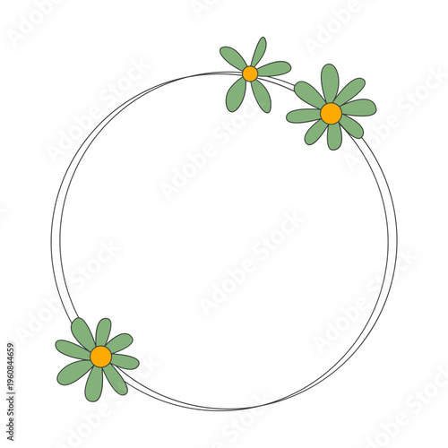 Floral Line Frame with Minimalist Botanical Leaves and Floral Accents