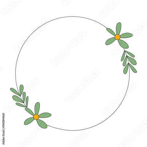 Floral Line Frame with Minimalist Botanical Leaves and Floral Accents