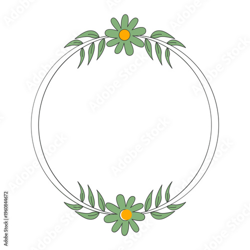 Floral Line Frame with Minimalist Botanical Leaves and Floral Accents