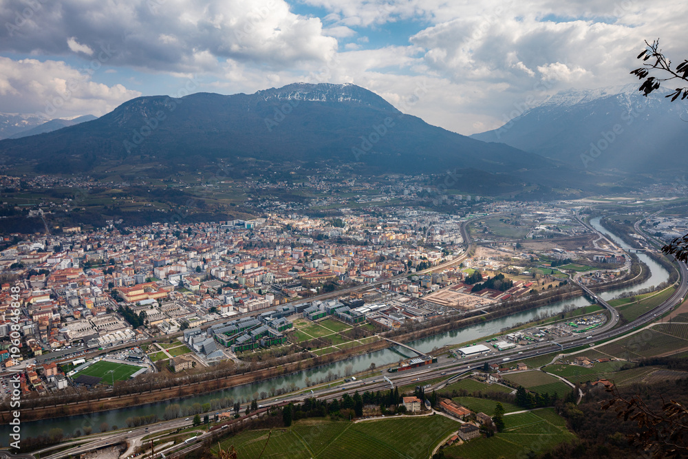Obraz premium View on Trento and Adige river from above