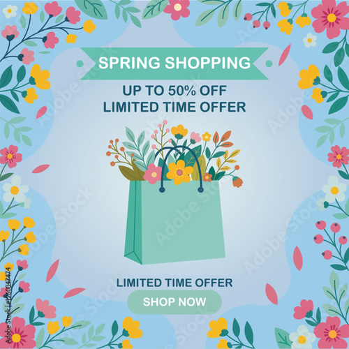 Spring Shopping Sale Banner Template