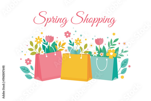 Spring Shopping Concept Illustration with Bags