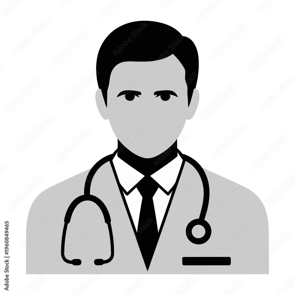 Fototapeta premium Vector of a male doctor wearing a stethoscope with a professional attire