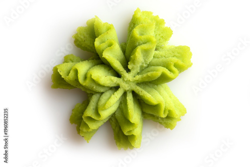 Wasabi portion on white background.