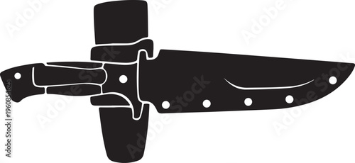 Black knife, knife sheath, vector knife icon, kitchen utensil