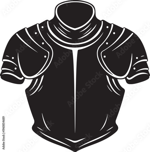 Medieval armor, knight armor, black armor, torso protector, vector illustration