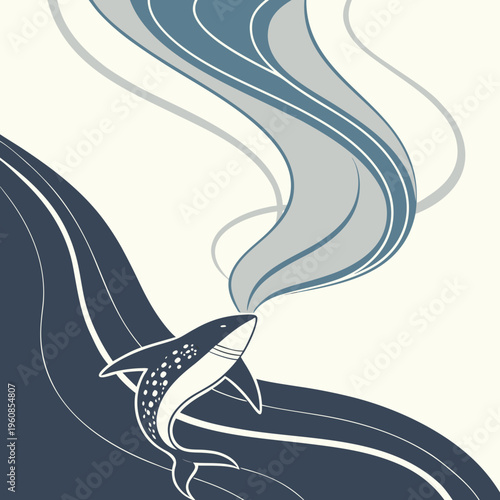 A shark jumping out of the water with smoke coming out of its mouth