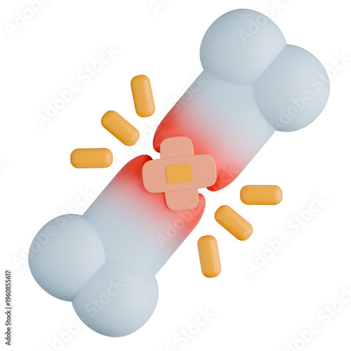 3D Bone Injury with Pain and Bandage Illustration.