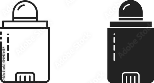 baby feeding bottle icon, infant milk container symbol for childcare nutrition, minimal outline and solid vector illustration isolated