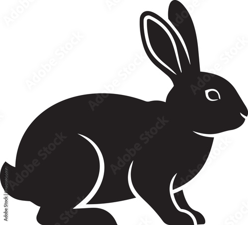 Black silhouette of a rabbit simple vector illustration for Easter or nature themes isolated on a white background