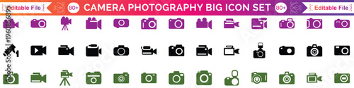 Camera icon set. photo camera icon. camera photography icon.
